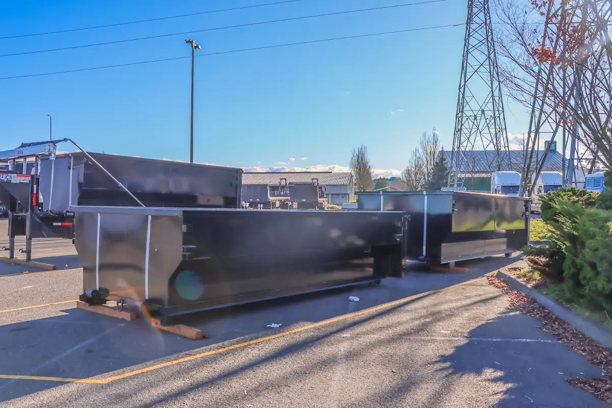 Roll-off dumpster ready for waste disposal at job site for 8 Yard Dumpster Rental in Lincoln